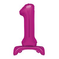 30" Hot Pink Standing Number 1 Foil Balloon (Non Inflated)