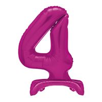 30" Hot Pink Standing Number 4 Foil Balloon (Non Inflated)