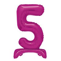 30" Hot Pink Standing Number 5 Foil Balloon (Non Inflated)