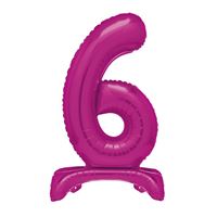 30" Hot Pink Standing Number 6 Foil Balloon (Non Inflated)