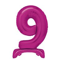 30" Hot Pink Standing Number 9 Foil Balloon (Non Inflated)