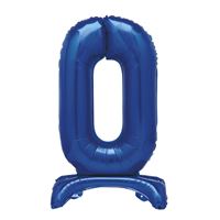 30" Blue Standing Number 0 Foil Balloon (Non Inflated)