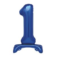 30" Blue Standing Number 1 Foil Balloon (Non Inflated)
