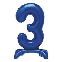 30" Blue Standing Number 3 Foil Balloon (Non Inflated)