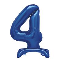 30" Blue Standing Number 4 Foil Balloon (Non Inflated)