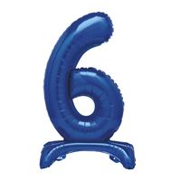30" Blue Standing Number 6 Foil Balloon (Non Inflated)