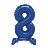 30" Blue Standing Number 8 Foil Balloon (Non Inflated)
