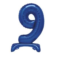 30" Blue Standing Number 9 Foil Balloon (Non Inflated)