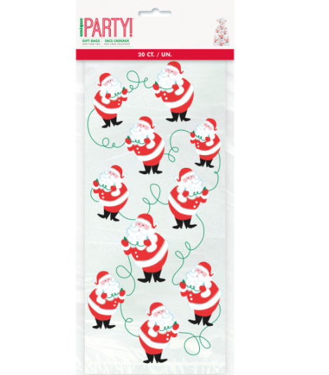 Twinkle Santa Cellophane Bags (20 Pack)