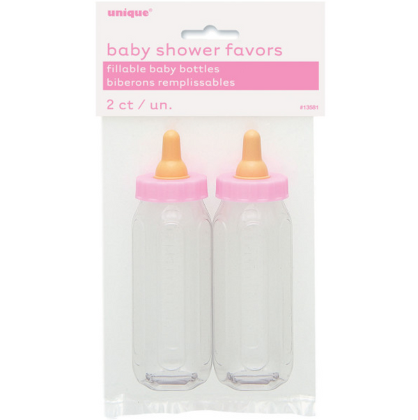 Pink Fillable Baby Bottle Favor 5" (2 Pack)