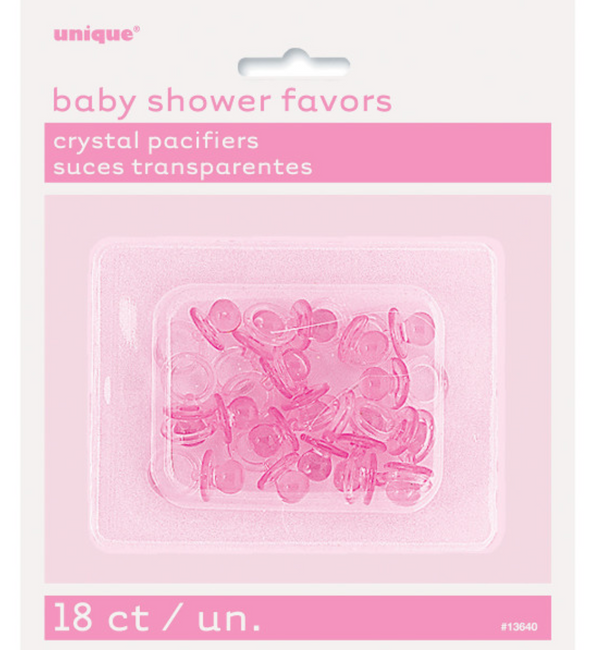 Pink Crystal Pacifier Favors 1" (18 Pack)