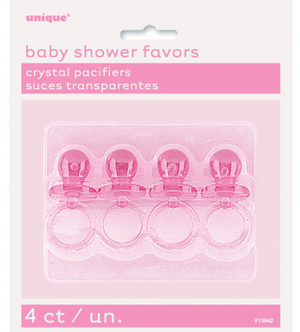 Pink Crystal Pacifier Favors 2" (4 Pack)