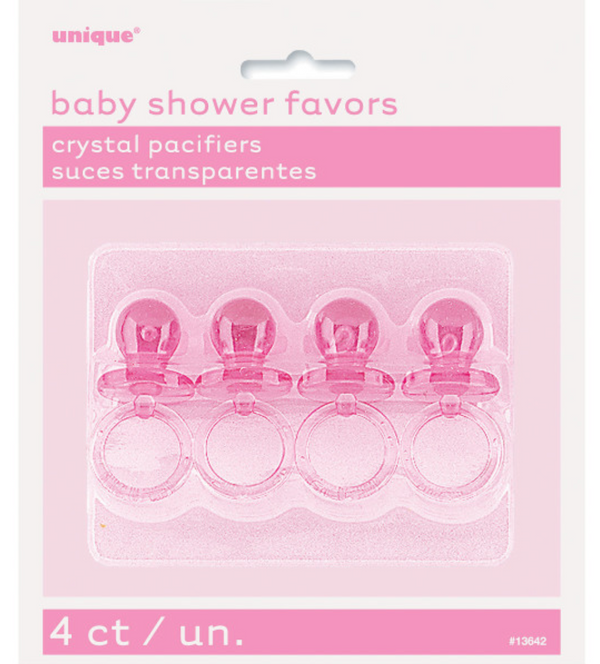 Pink Crystal Pacifier Favors 2" (4 Pack)