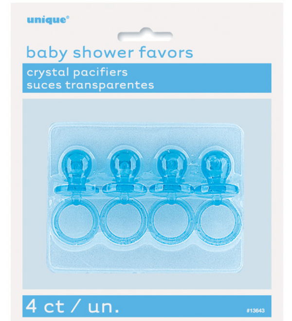Blue Crystal Pacifier Favors 2" (4 Pack)
