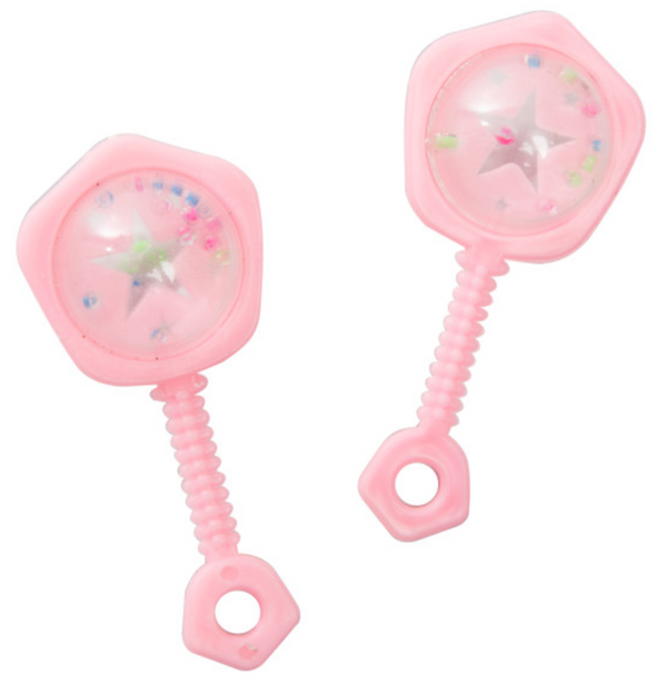 Pink Baby Rattle Favors 2.5" (6 Pack)