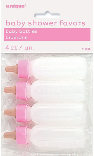 Baby Bottles Favors - Pink Top 3.5" (4 Pack)