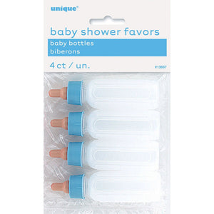 Baby Bottles Favors - Blue Top 3.5" (4 Pack)