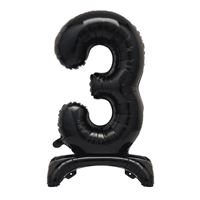 30" Black Standing Number 3 Foil Balloon (Non Inflated)