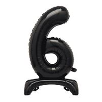 30" Black Standing Number 6 Foil Balloon (Non Inflated)