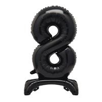 30" Black Standing Number 8 Foil Balloon (Non Inflated)
