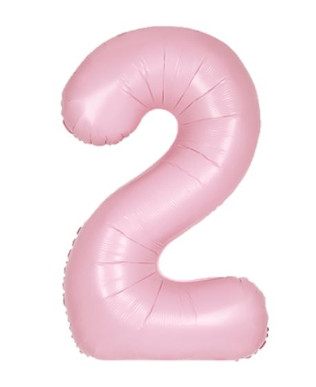 34" Matte Lovely Pink Number 2 Shaped Foil Balloon (Non Inflated)