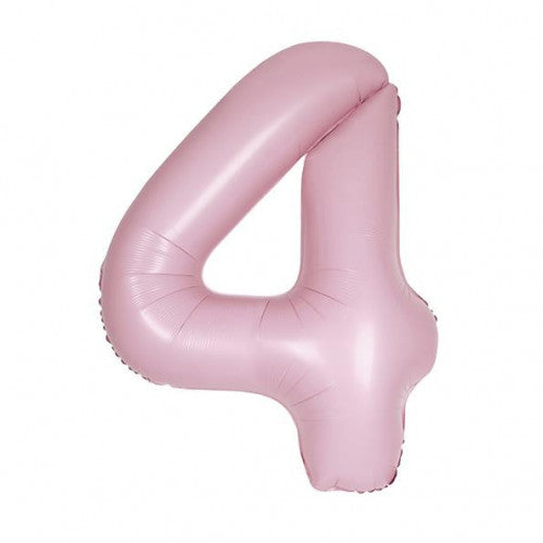 34" Matte Lovely Pink Number 4 Shaped Foil Balloon (Non Inflated)