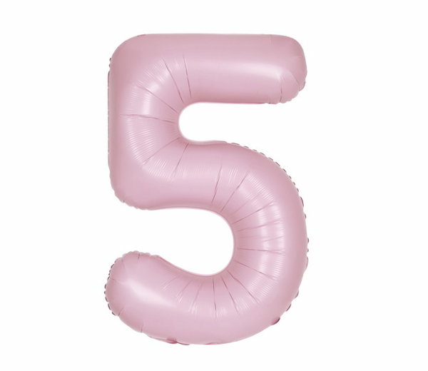 Matte Lovely Pink Number 5 Shaped Foil Balloon (34")