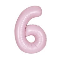 34" Matte Lovely Pink Number 6 Shaped Foil Balloon (Non Inflated)