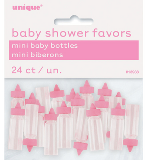 Pink Mini Baby Bottles Favors (24 Pack)