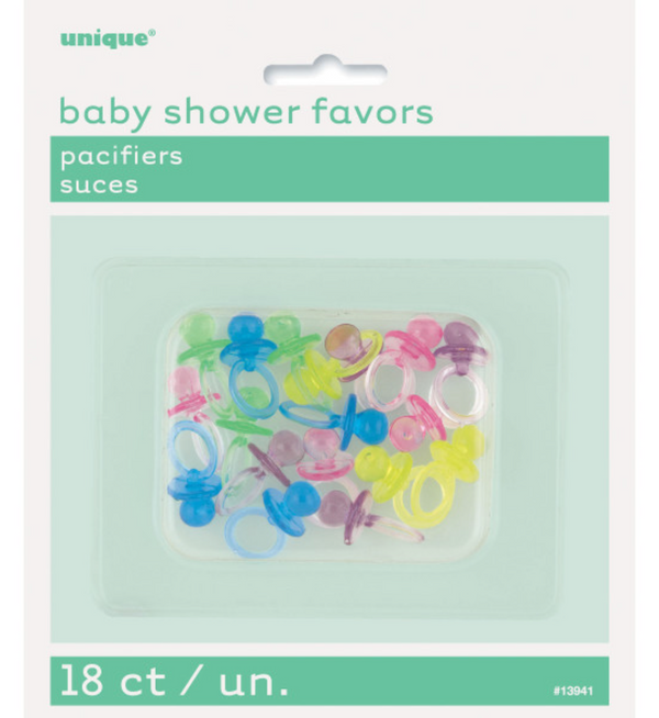 Pacifiers Favors - Assorted Colors (18 Pack)