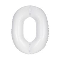 Matte White Number 0 Shaped Foil Balloon - (34" )