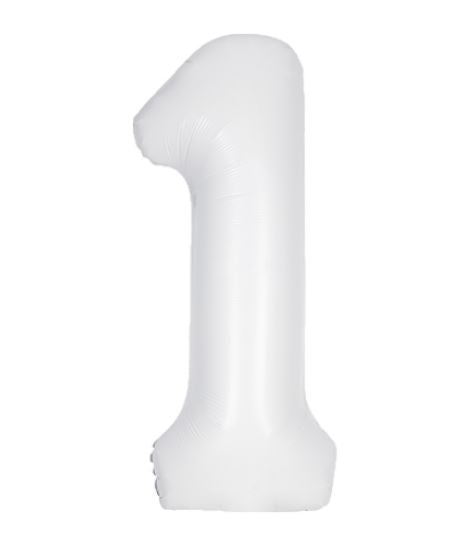Matte White Number 1 Shaped Foil Balloon - (34" )