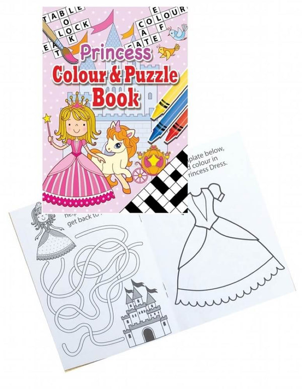 Princess A6 Colour & Puzzle Book