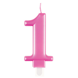 Metallic Pink Number 1 Birthday Candle