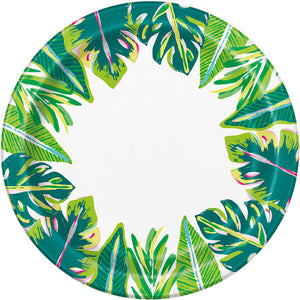 Tropical Leaves Round 9" Dinner Plates (8 Pack)