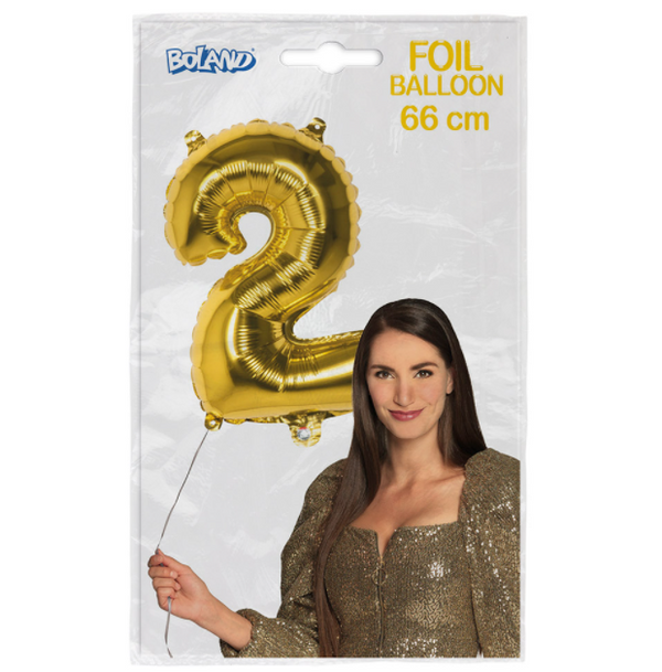 Foil balloon '2' gold (66 cm)