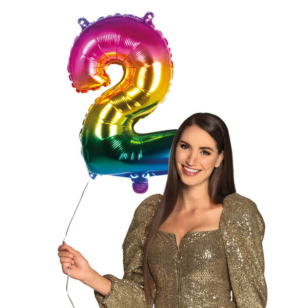 Foil balloon '2' rainbow (66 cm)