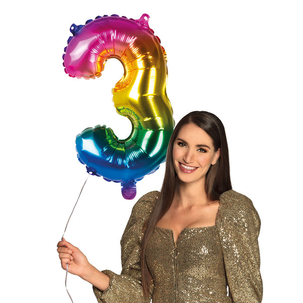 Rainbow Foil Number '3' - Balloon (66 cm)