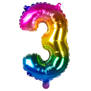 Rainbow Foil Number '3' - Balloon (66 cm)
