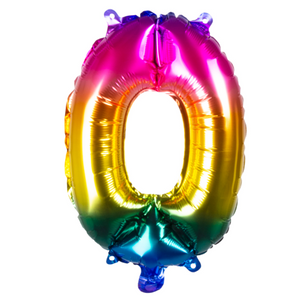 Foil balloon '0' rainbow (36 cm)