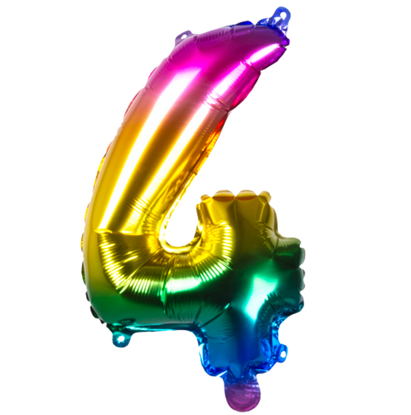Foil balloon '4' rainbow (36 cm)