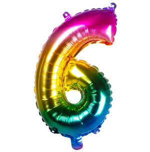 Foil balloon '6' rainbow (36 cm)