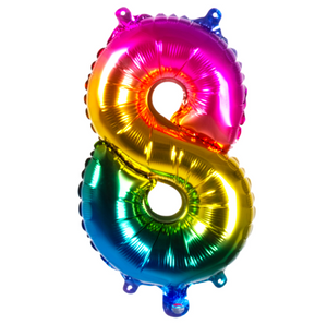 Foil balloon '8' rainbow (36 cm)