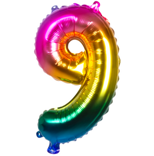 Foil balloon '9' rainbow (36 cm)