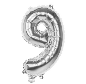 Foil balloon '9' silver (36 cm)