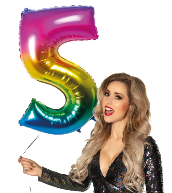 Foil balloon '5' rainbow (86 cm)