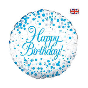 Sparkling Fizz Birthday Blue Holographic Balloon 18" (45.7cm)