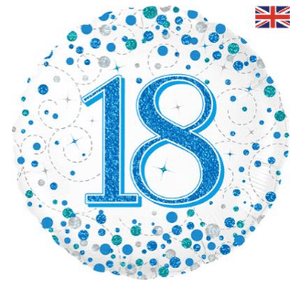 18th Sparkling Fizz Birthday Blue Holographic (18inch)