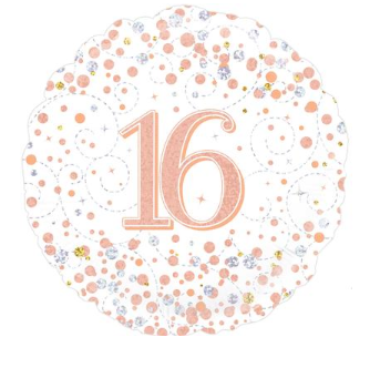 16th Sparkling Fizz Birthday White & Rose Gold Holographic