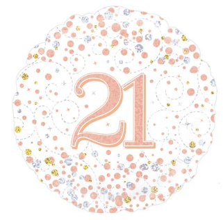 21st Sparkling Fizz Birthday White & Rose Gold Holographic